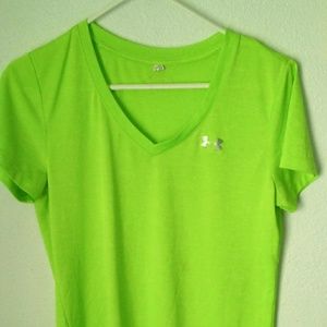 UA dri fit neon green v-neck